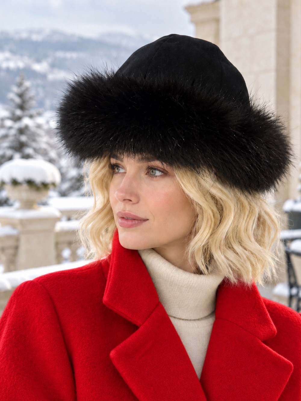 Gorgeous Cosaque Vintage Black shearling with black fox trim Hat ❤️M/L